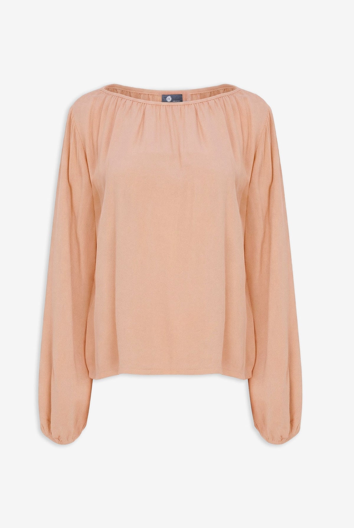 Women's Woven Boat-Neck Top, with Long Sleeves & Gathers At The Collar