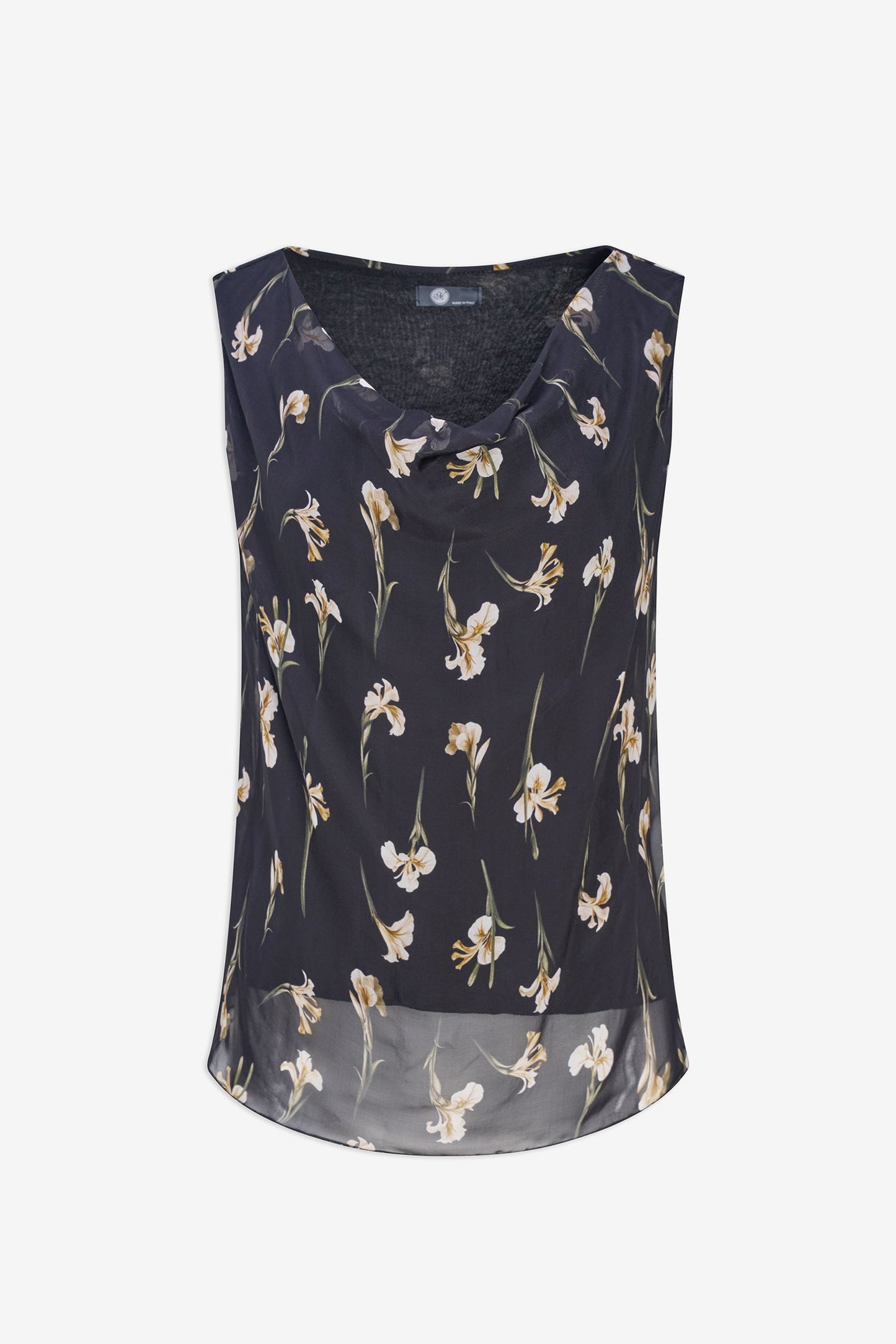 Women's Woven Printed Cowl-Neck Sleeveless Top