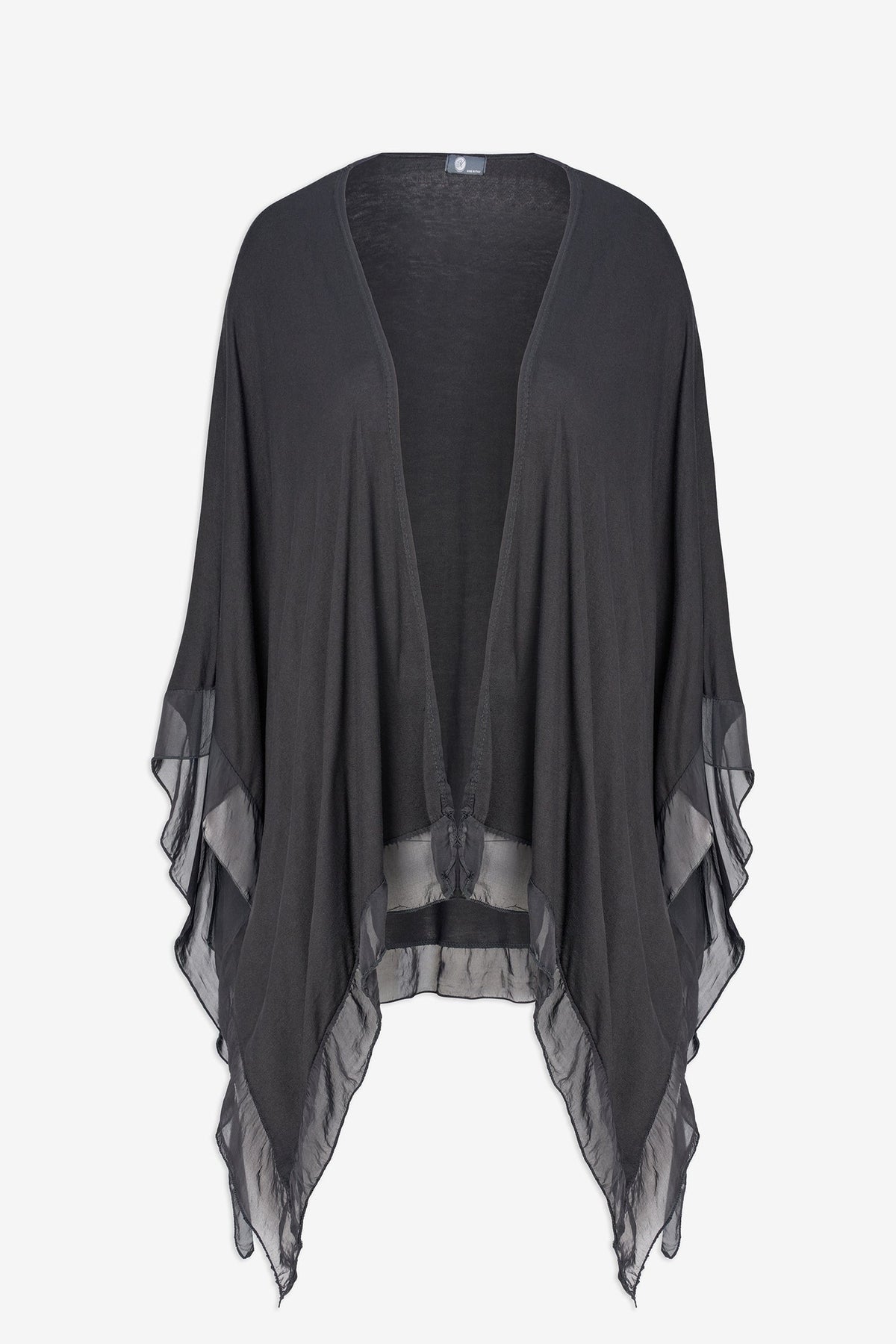 Women's Knit Oversized Cardigan with Sheer Woven Trim Detailing