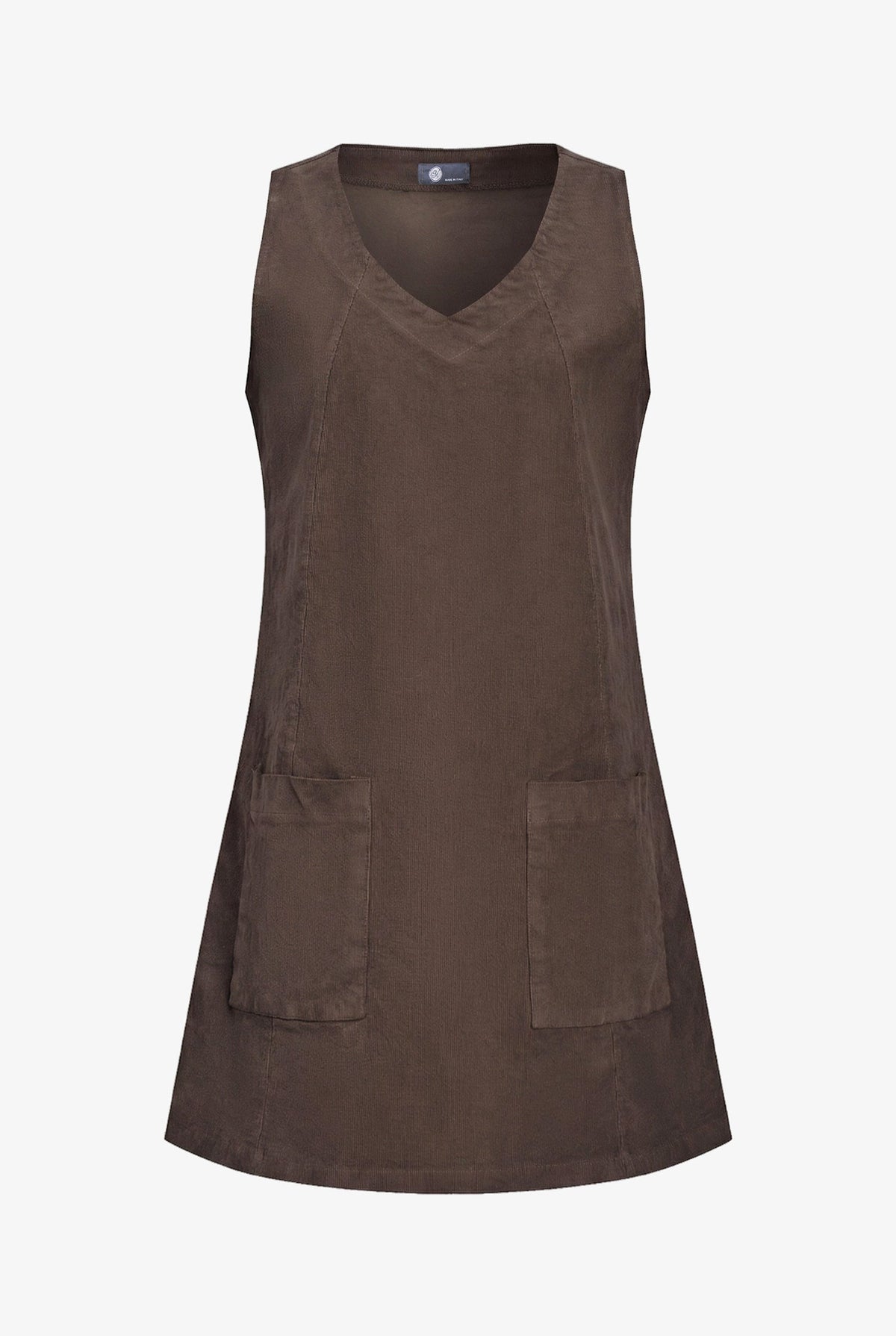Women's Corduroy Sleeveless V-Neck Dress with Patch Pockets