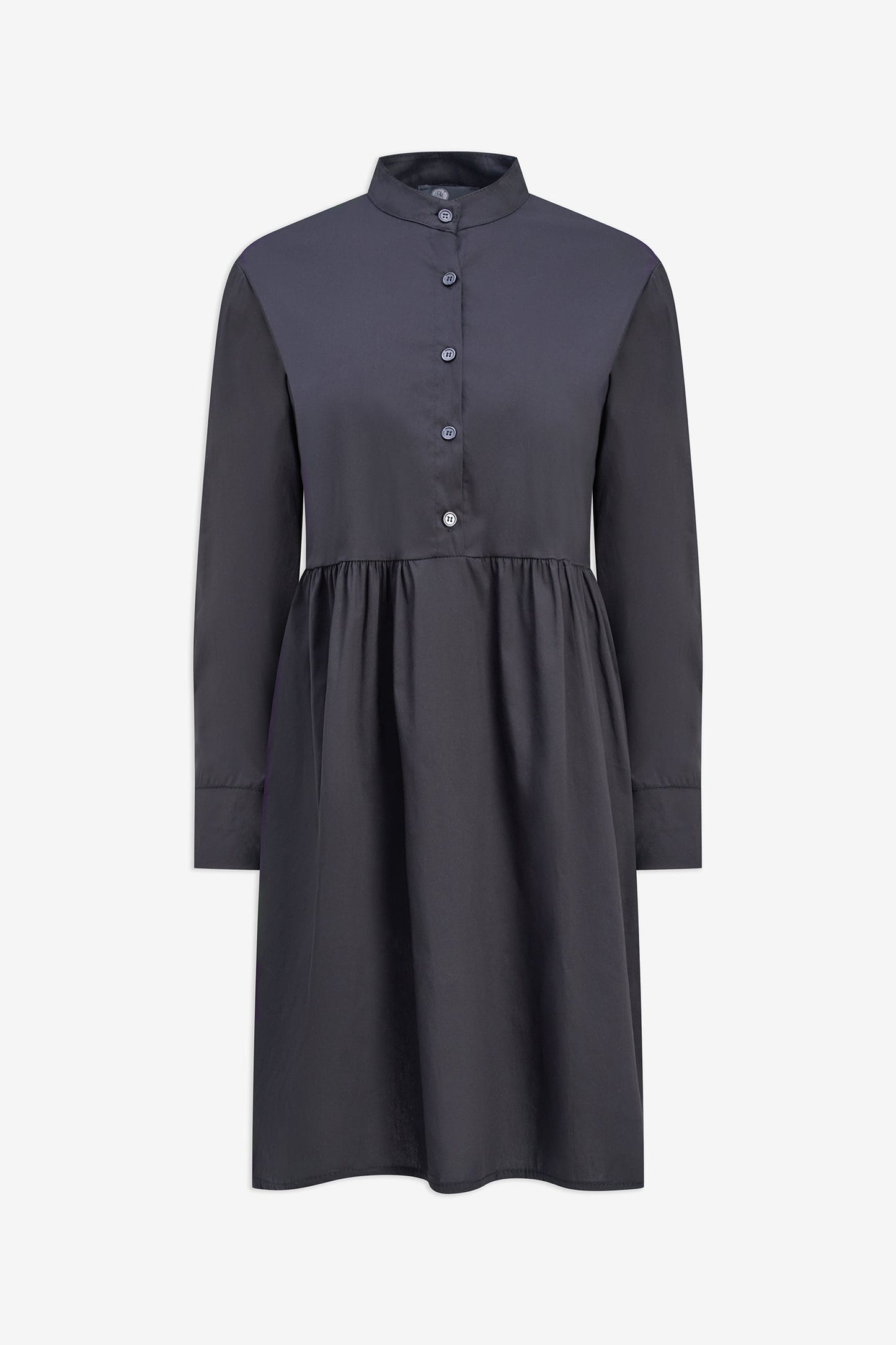 Women's Woven Long Sleeve Dress with a Partial Button-Down Front