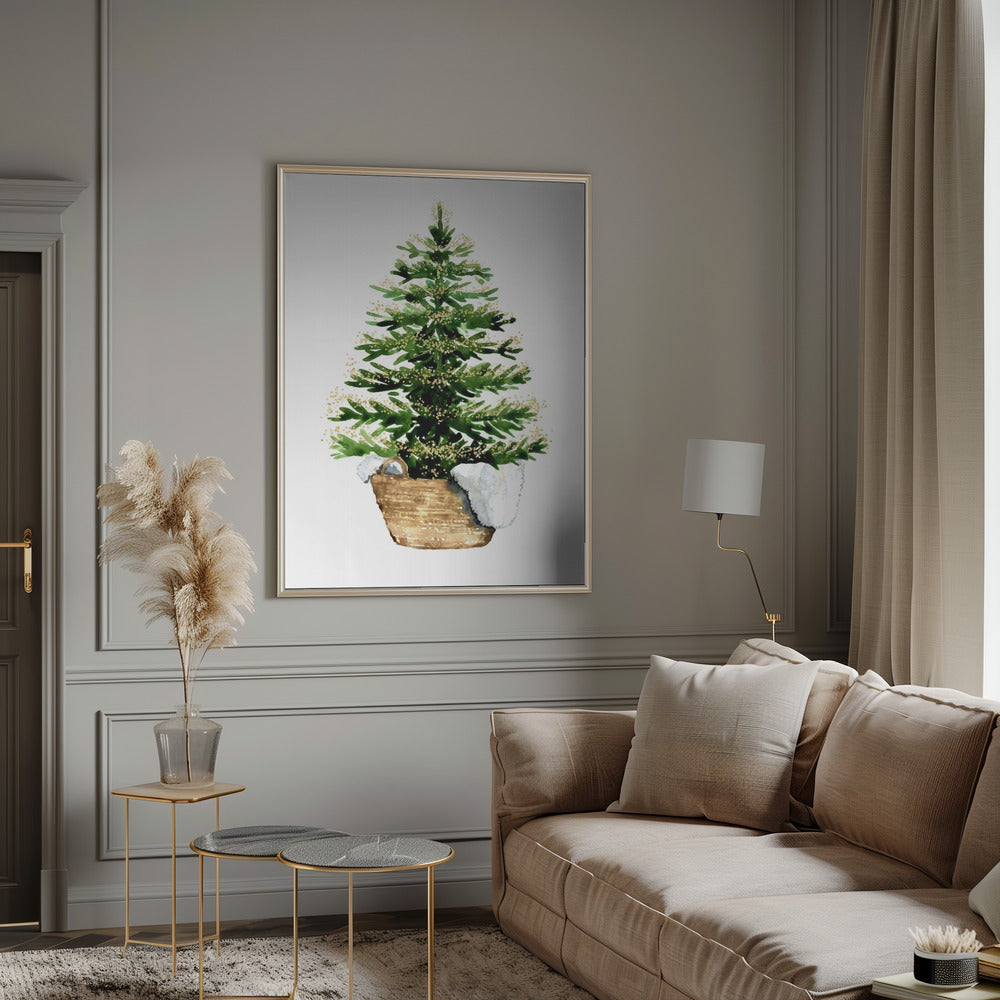 Wandbild Gemütlicher Aquarell-Weihnachtsbaum (2) Leinwanddruck