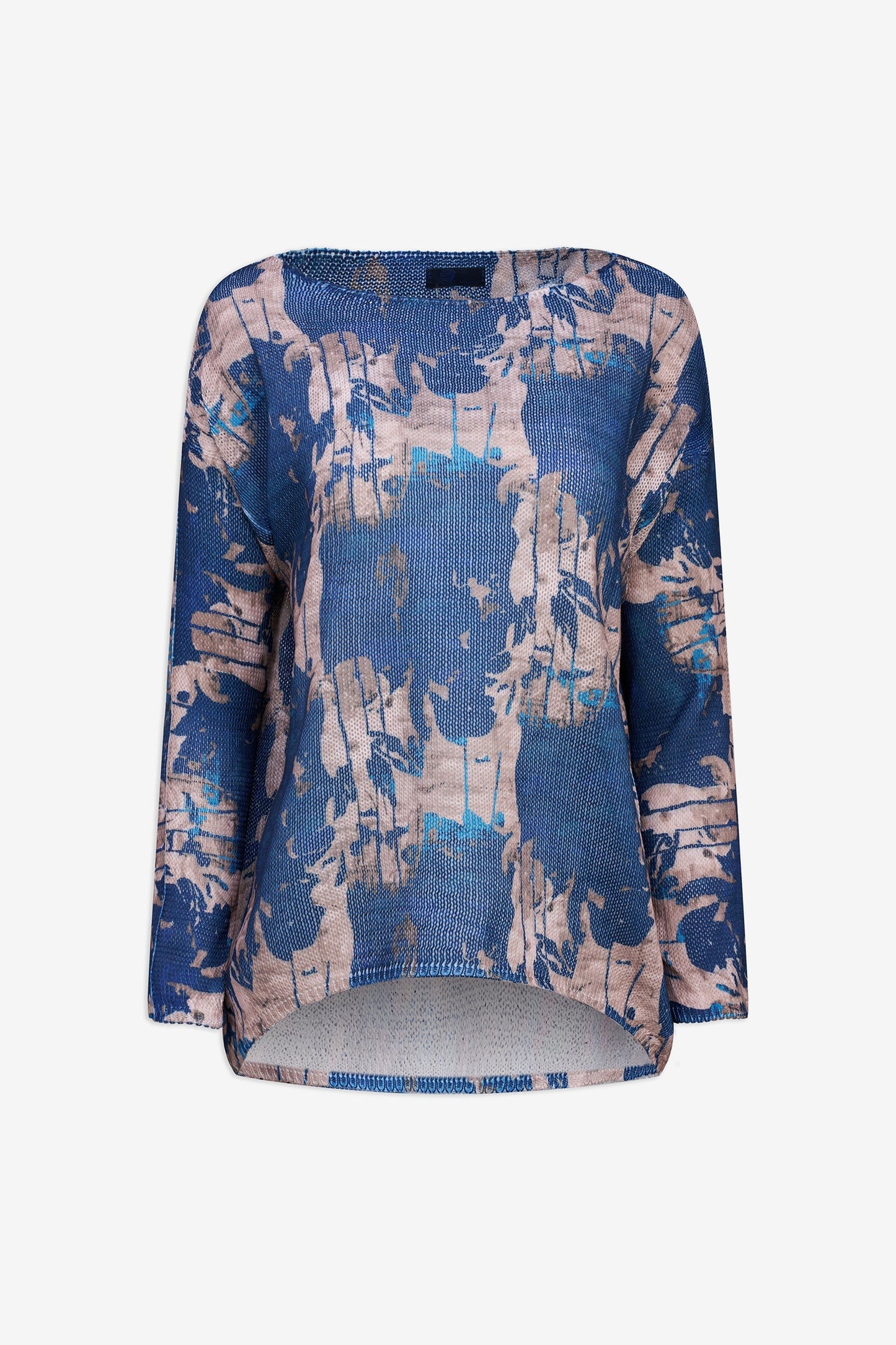 Women's Knit Printed Boat-Neck Sweater with Long Sleeves