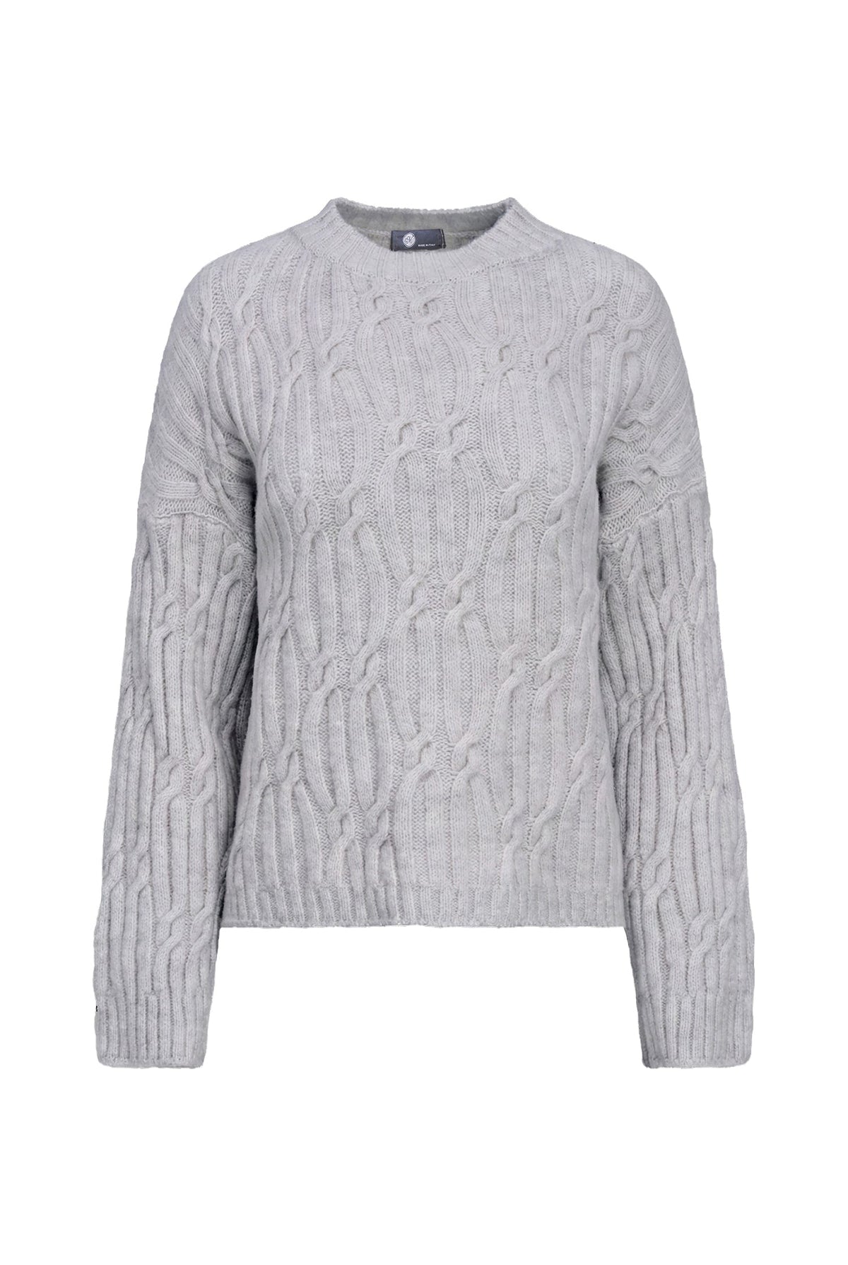 Women's Cable-Knit Crew-Neck Sweater with Long Sleeves