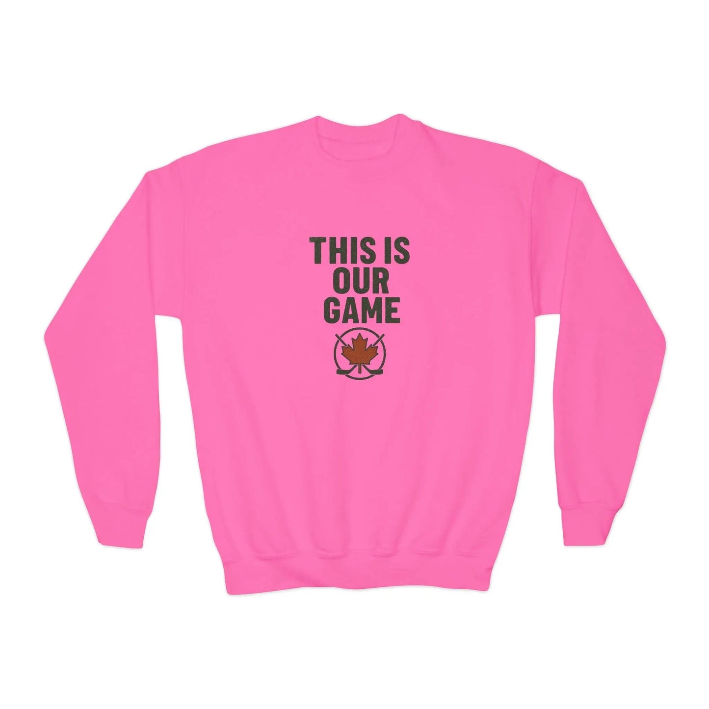 Maple Stick Youth Crewneck Sweatshirt – Our Game Sweater, Canadian Pride