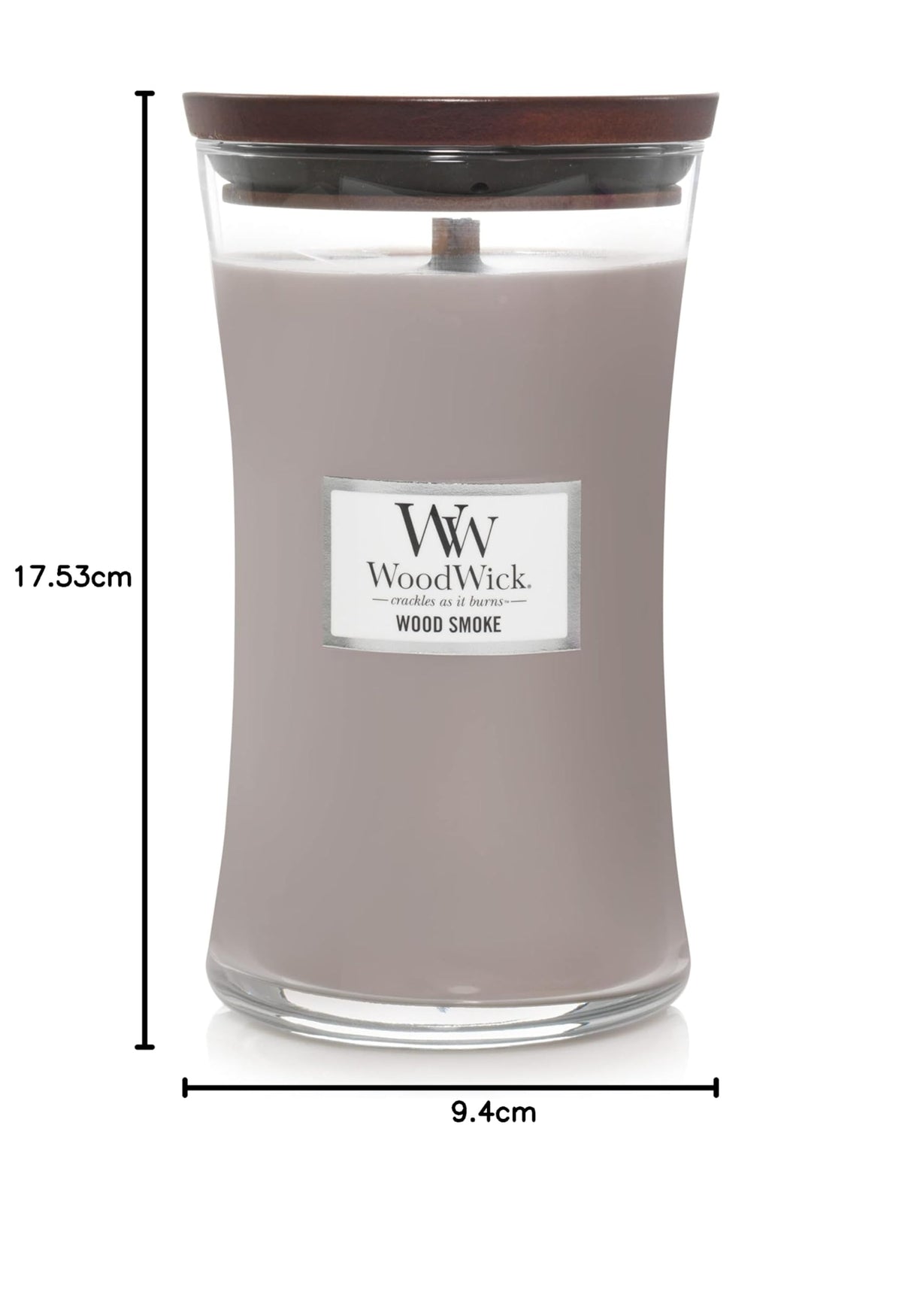 WoodWick Hourglass Scented Candle, Wood Smoke, 21.5 oz., Large, Up to 130 Hours of Burn Time, Fall Candle with Crackling Wick, Soy Wax Blend, Halloween Candle
