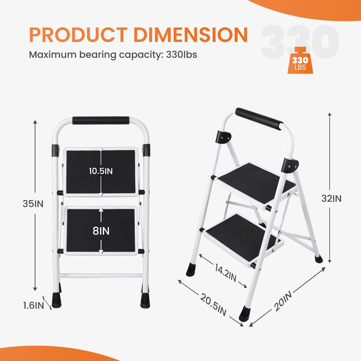 Sweetcrispy 2 Step Ladder, Anti-Slip Pedal đ All In One Marketplace Canada