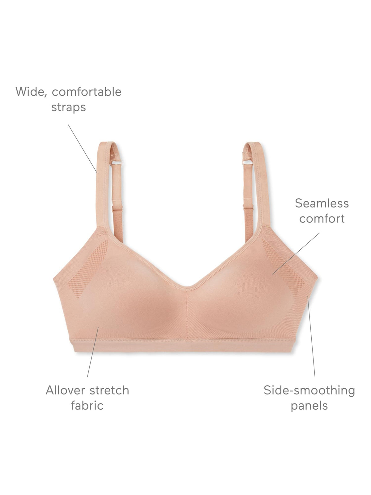 Warners Women's Blissful Benefits Underarm-Smoothing with Seamless Stretch Wireless Lightly Lined Comfort Bra Rm3911w, Toasted Almond, Large ๐ All In One Marketplace Canada