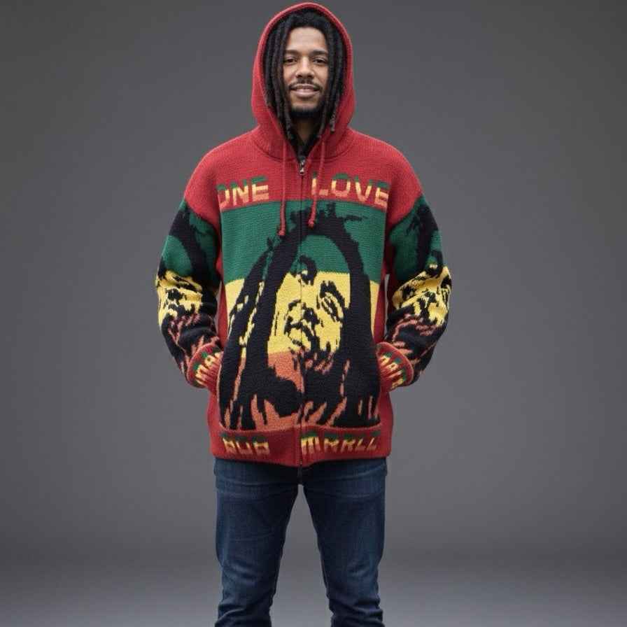 Bob Marley grey/ black Unisex Alpaca Sweater