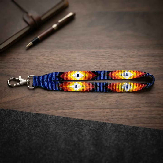 Dark Blue Native American Style Wrist Lanyard