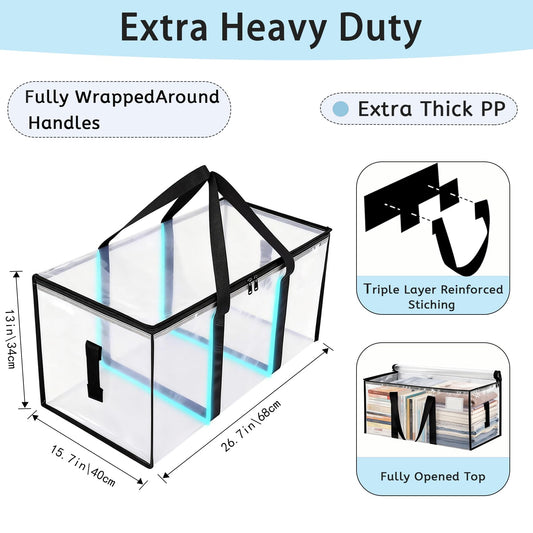 8 Pack Extra Large Heavy Duty Moving Bags,Clear Large Storage Bags with Lids,Moving Boxes with Zippers & Reinforced Handles,Transparent Packing Bags for College Dorm,Traveling,Christmas Decorations 🍁 All In One Marketplace Canada