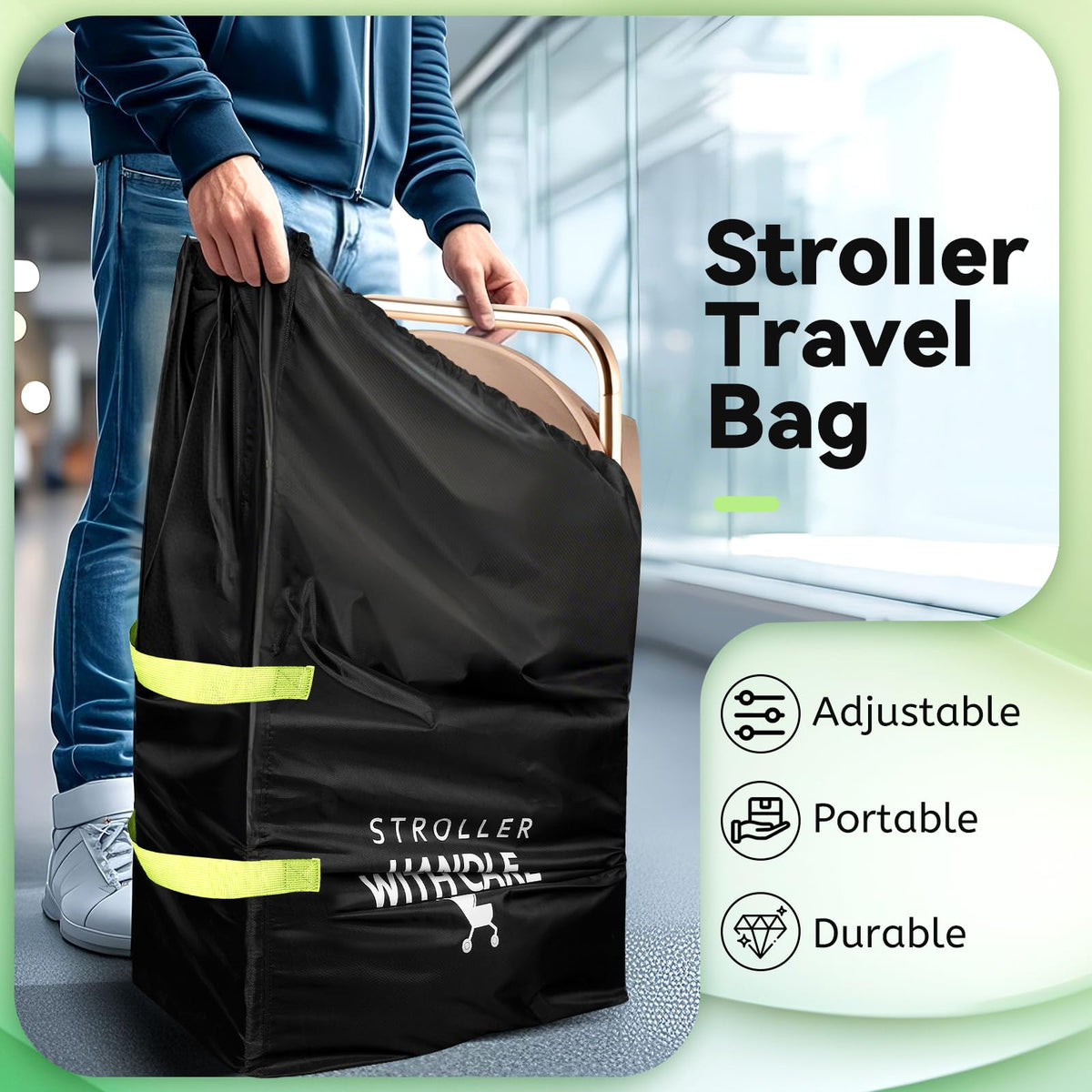 Stroller Travel Bag for Airplane: 117H*53W*33D cm Stroller Bag for Air Travel,Baby Travel Essentials Fits Single/Double/Jogging/Umbrella/Baby Stroller Travel System Like Chicco, Evenflo 🍁 All In One Marketplace Canada