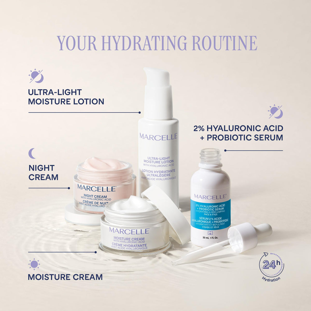 Marcelle Night Cream with Hyaluronic Acid, Vegan, Cruelty-Free, Clean Formula, Non-Comedogenic, Fragrance-Free, Paraben-Free, Mineral Oil-Free, Hypoallergenic, 50 mL 🍁 All In One Marketplace Canada