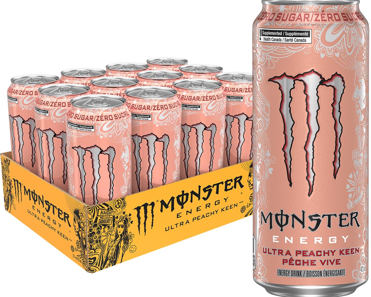 MONSTER ENERGY, Ultra Peachy Keen, 473 mL Cans (12 Pack) โ Zero Sugar Energy Drink ๐ All In One Marketplace Canada