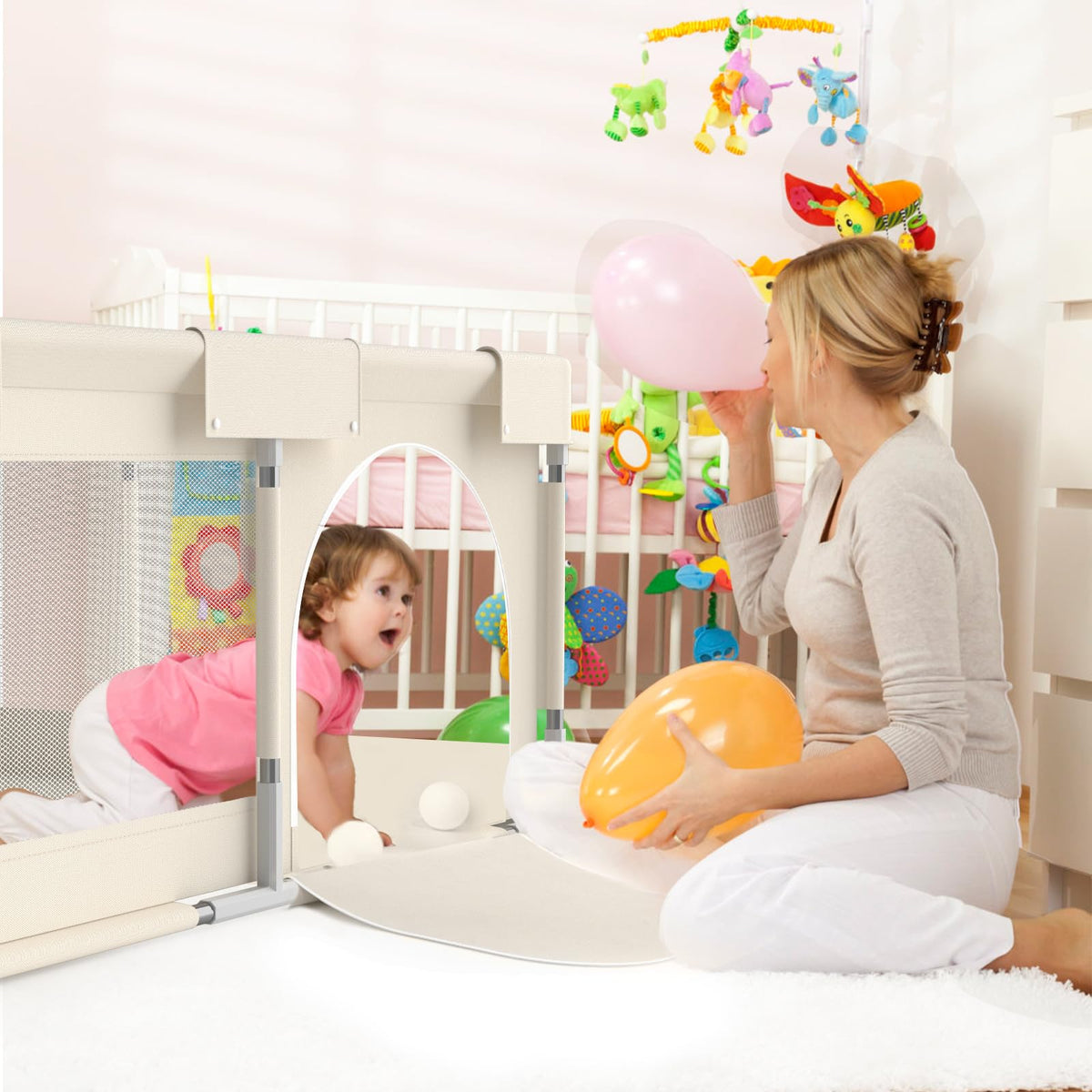 Fodoss Playpen Baby, 47x47inch Play Pen, Small Playard,Playpen for Apartment, Play Yard, Baby Activity Play Fence, Extra Large Playard, Parc Pour bĂŠbĂŠ đ All In One Marketplace Canada