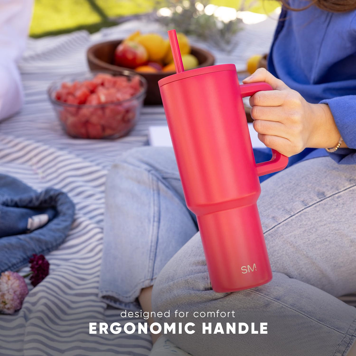 Simple Modern Tumbler with Handle and Straw | 40oz | Pink ๐ All In One Marketplace Canada