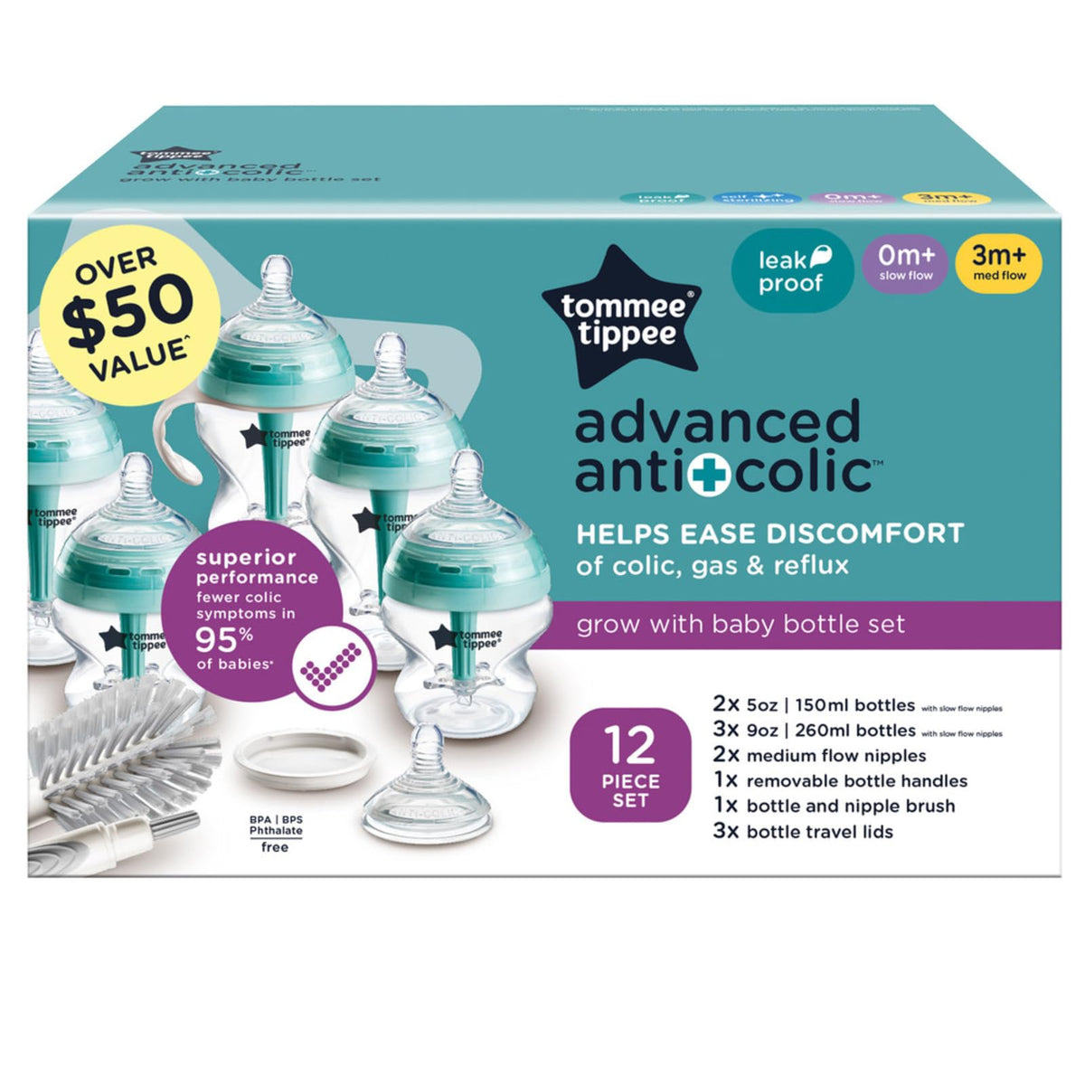 Tommee Tippee Advanced Anti-Colic Baby Bottle Set, Newborn 0m+ đ All In One Marketplace Canada
