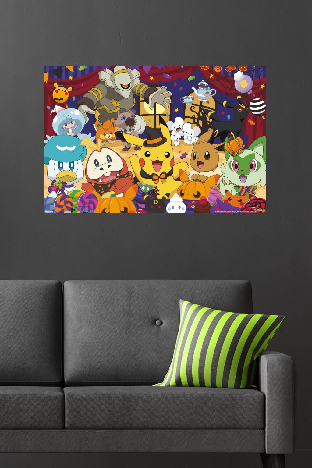 Pokémon: Halloween Party- Group Wall Poster, 34L" x 22.4W", Premium Poster & Mount Bundle