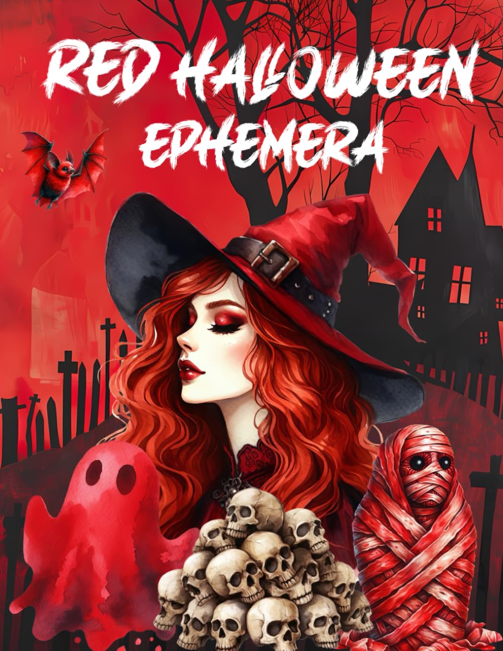 Red Halloween Ephemera Book: High Quality Images Of Monster, For Paper Crafts, Scrapbooking, Mixed Media, Junk Journals, Collage Art, Artist Trading Cards, and More.