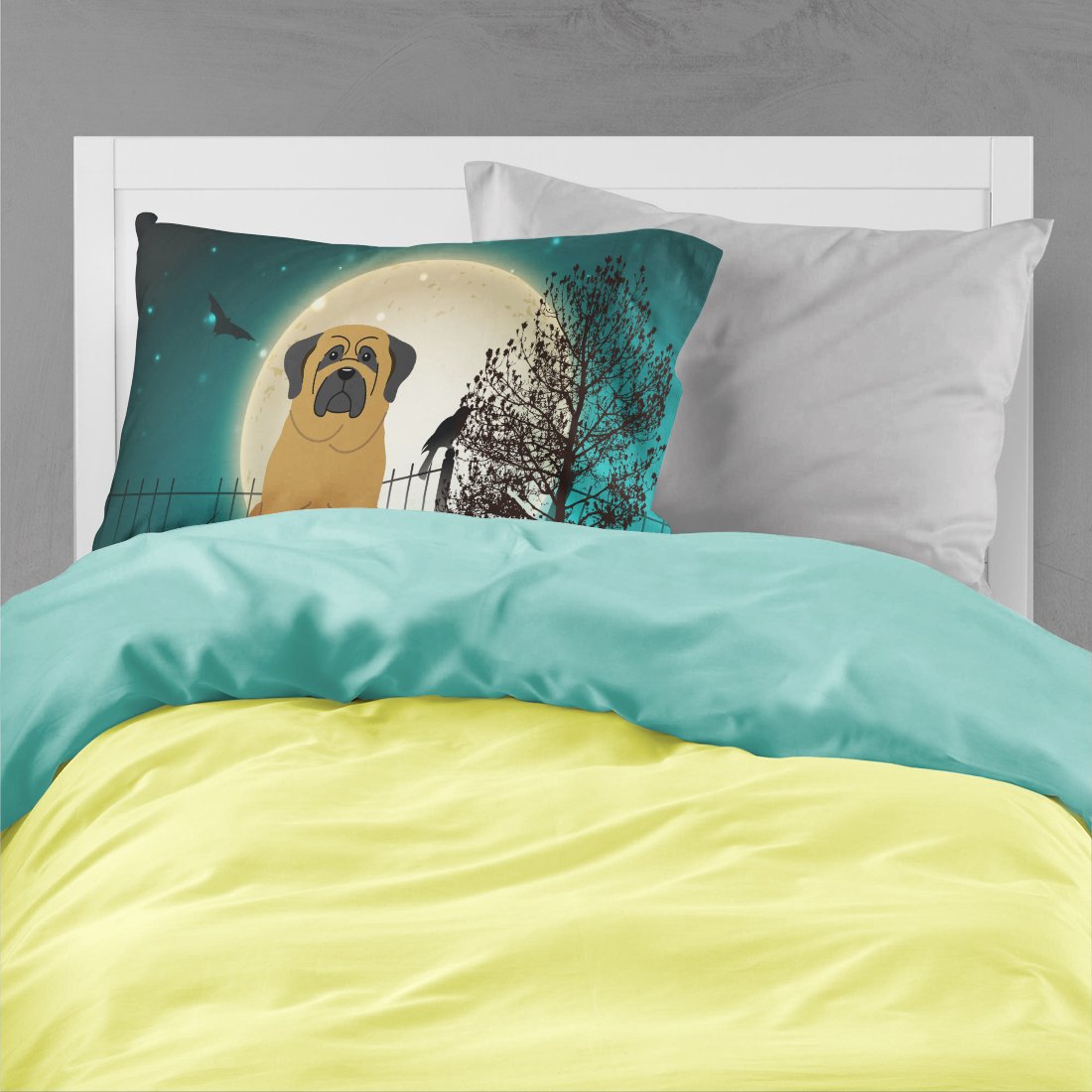 Caroline's Treasures BB2208PILLOWCASE Halloween Scary Mastiff Fabric Standard Pillowcase Lightweight Super Soft Easy Care Decorative Artwork Pillowcase, Standard