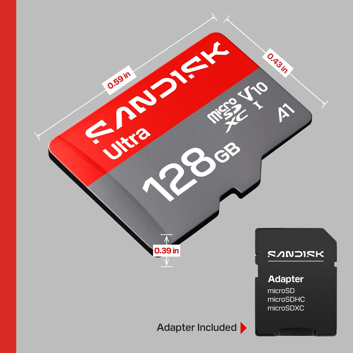 SANDISK 128GB Ultra microSD UHS-I Card - Up to 195MB/s Read Speed, Full HD Video, V10, U1, C10, A5 - SDSQUJQ-128G-GZ6MA