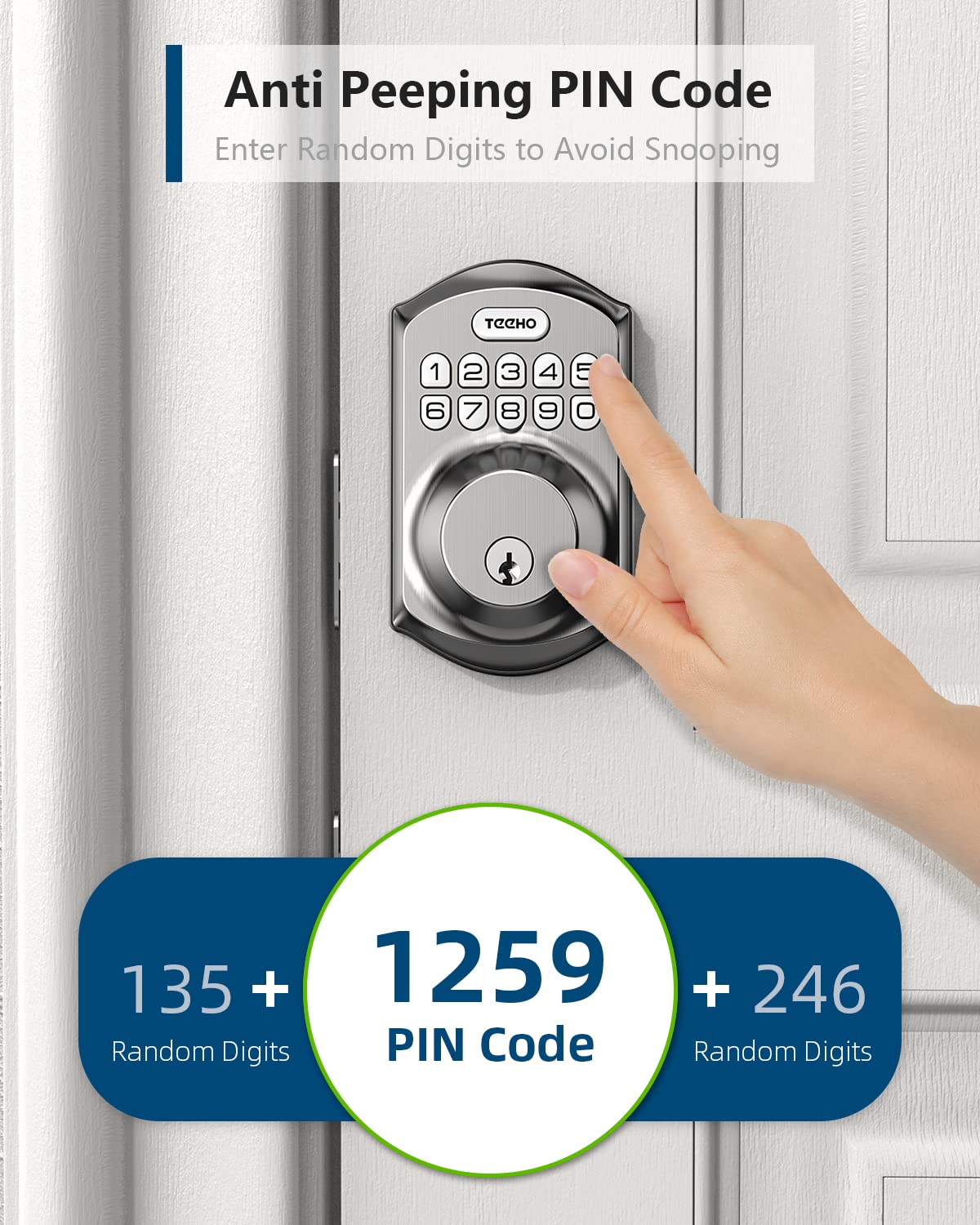 TEEHO TE001 Keyless Entry Door Lock with Keypad - Smart Deadbolt Lock for Front Door with 2 Keys - Auto Lock - Easy Installation - Satin Nickel ๐ All In One Marketplace Canada