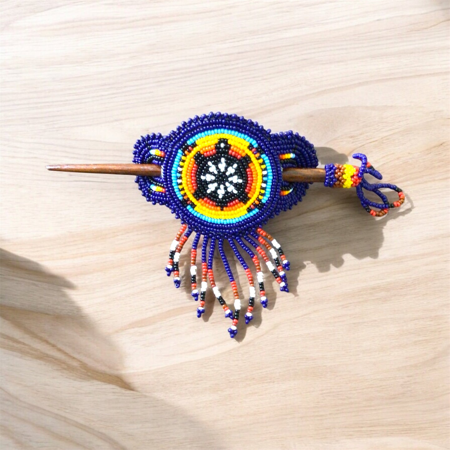 Native American Beaded Barrette with Fringes (17)