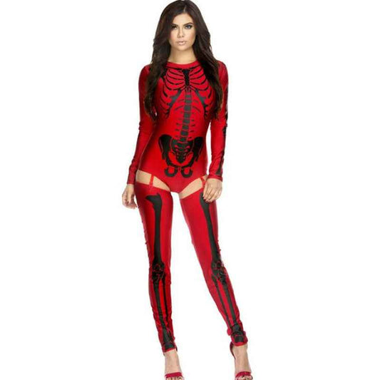 Halloween Skull Zombie Costume – Scary Skeleton Cosplay Outfit for Adults