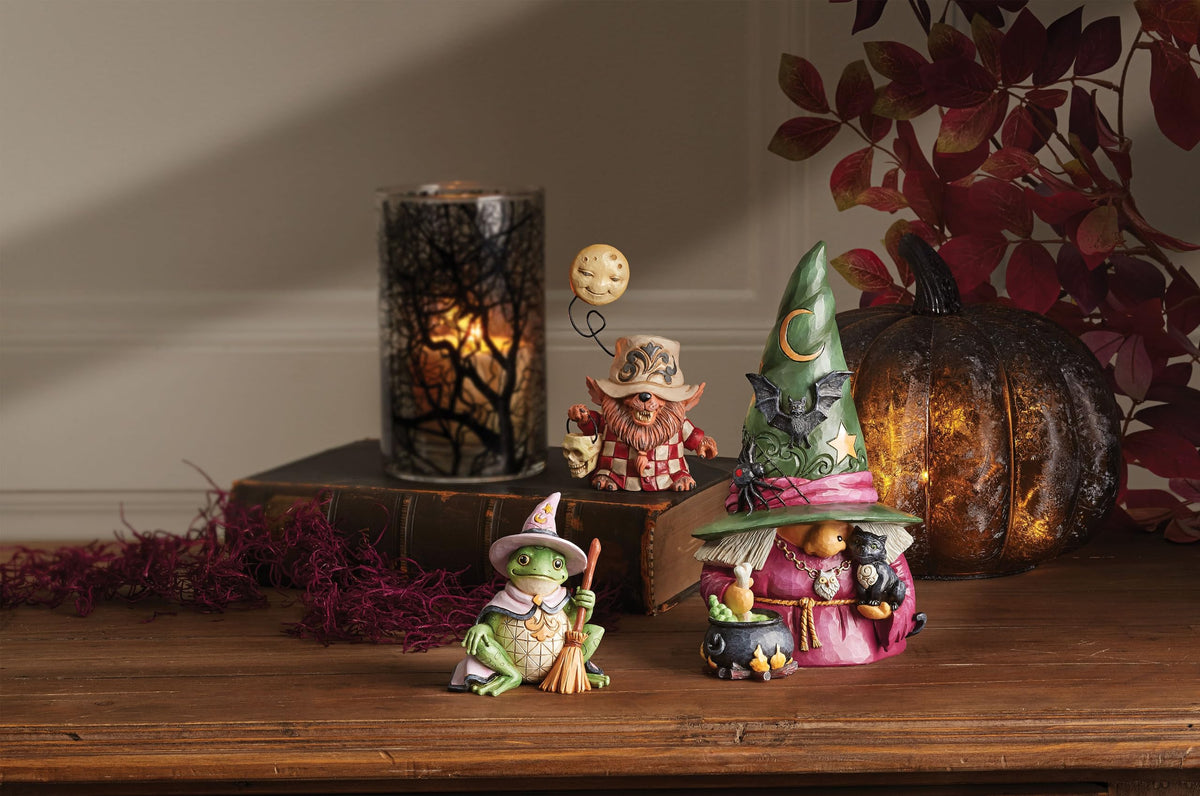 Enesco Jim Shore Heartwood Creek Halloween Witch Gnome with Cauldron Figurine, 7.68 Inch, Multicolor