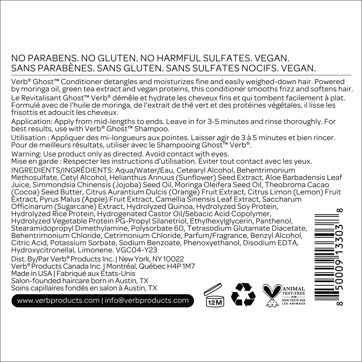 VERB Ghost Fine Hair Conditioner, 12 fl oz | Daily Weightless Moisture ๐ All In One Marketplace Canada