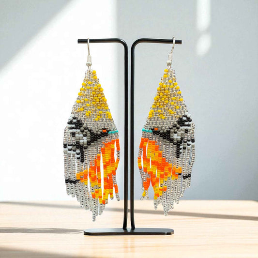 Silver Sky Dancer Beaded Earrings