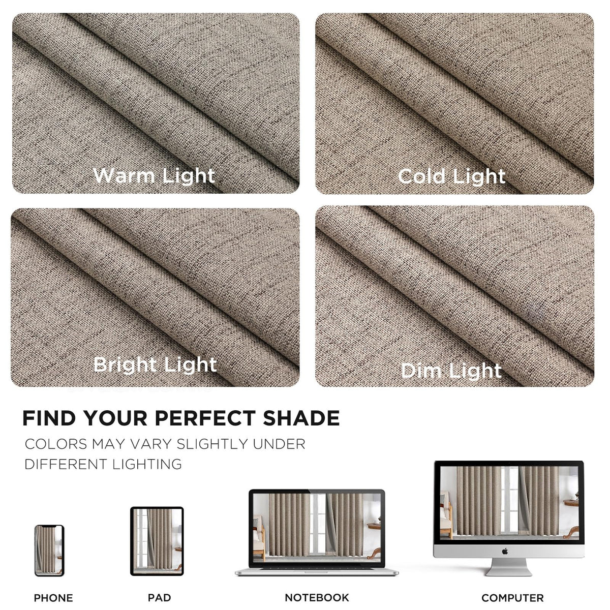 Joydeco Blackout Curtains for Bedroom - 96 Inch Long 100% Light Blocking 2 Panels Set Linen Drapes, Thermal Insulated Room Darkening Curtains, Linen Textured for Living Room, Rod Pocket & Back Tabs 🍁 All In One Marketplace Canada