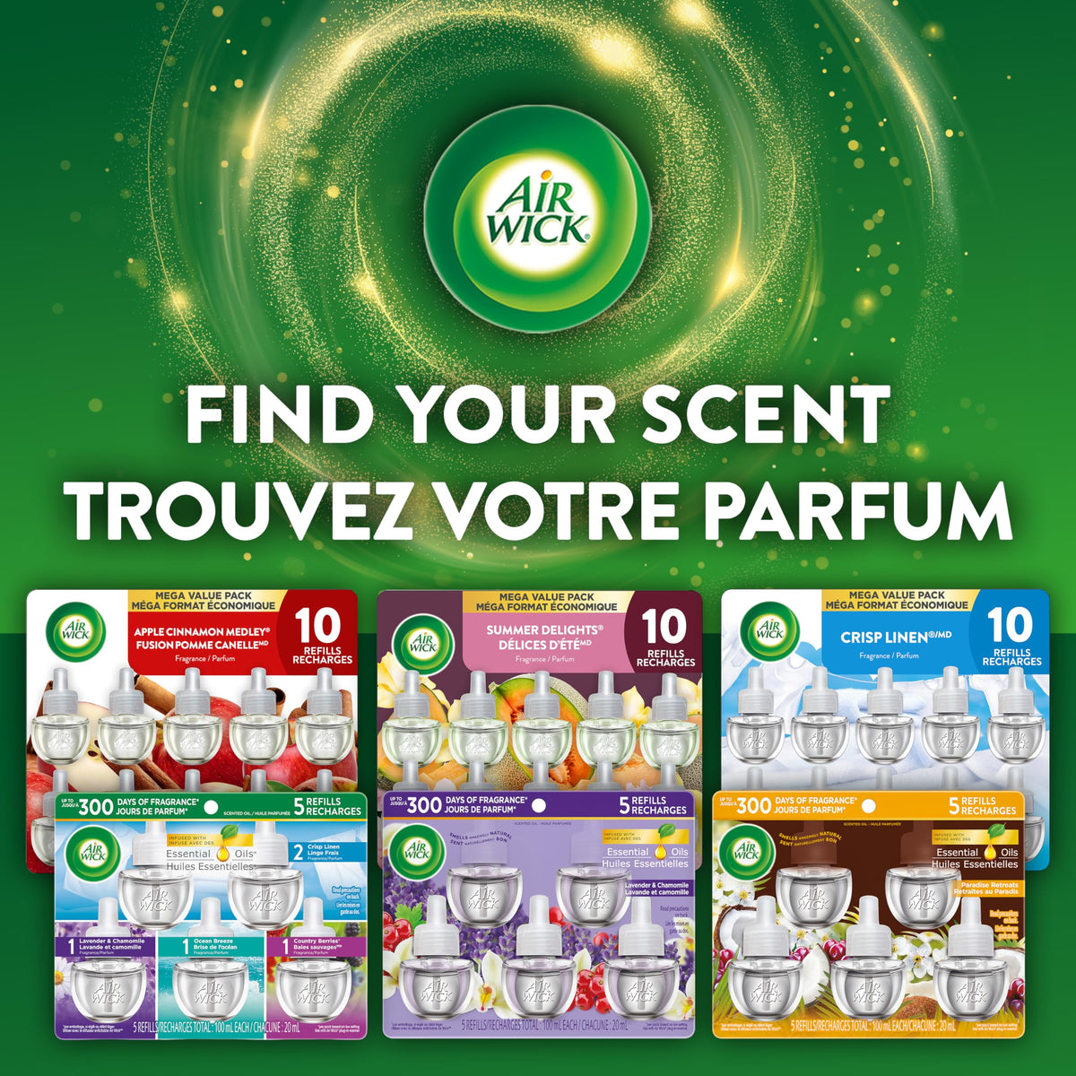 Air Wick Plug In Scented Oil Air Freshener Refills for Home – Infused with Essential Oils – 5 Count – Ocean Breeze Scent 🍁 All In One Marketplace Canada