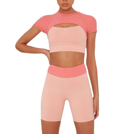 Women’s Short Yoga Workout Set – Stylish Fitness & Exercise Activewear Outfit