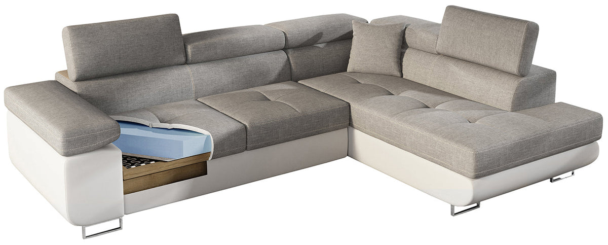 Anton Storage Sleeper Sectional Sofa - Grey