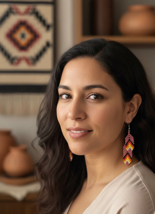 OldTribes™rose pink Beaded Earrings