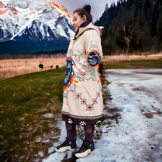 OLDTRIBES Courage bear Long Coat (white)