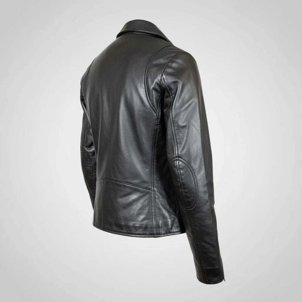 Women's Premium Lamb Leather Moto Jacket with Asymmetrical Zippers