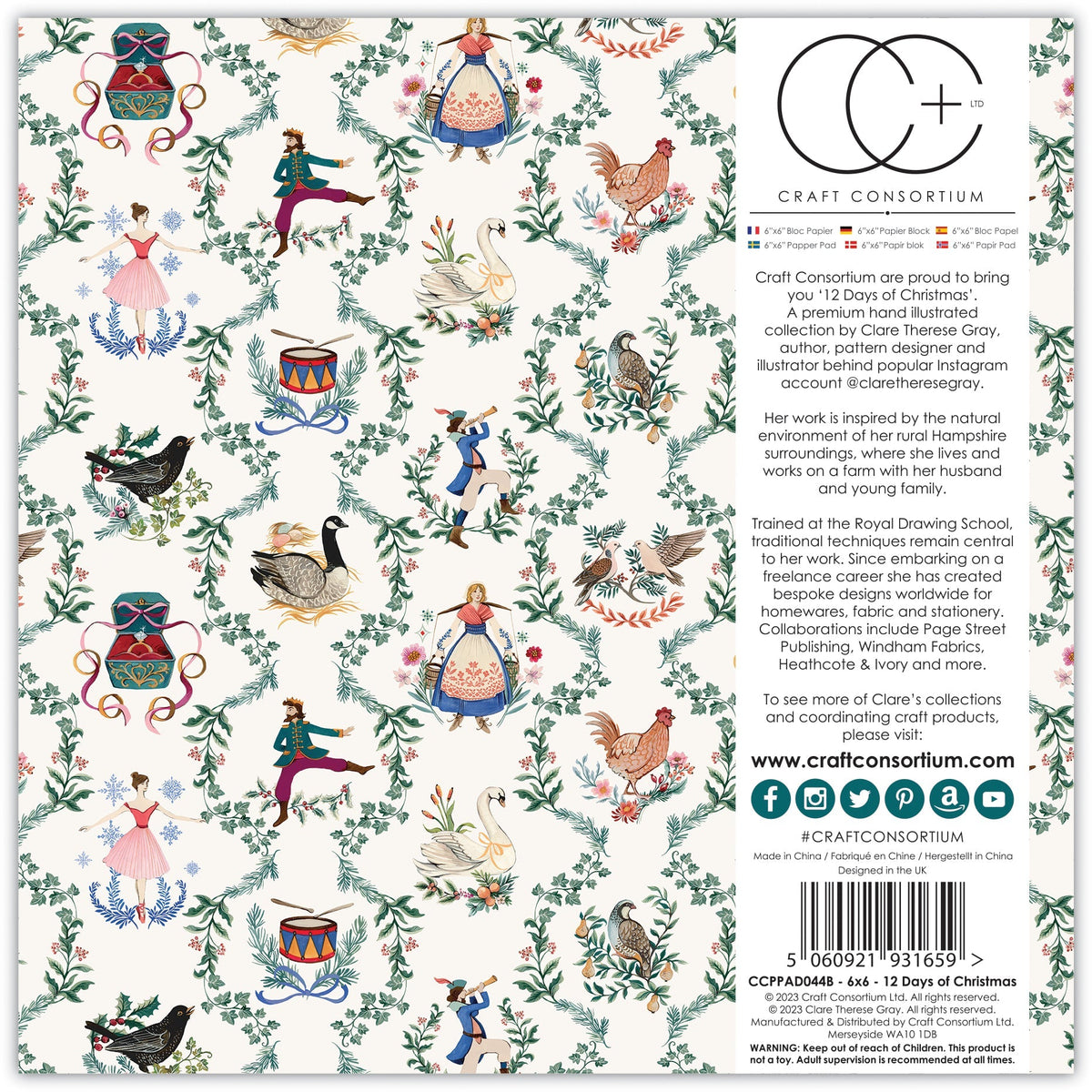 Craft Consortium 12 Days Of Christmas - 6x6 Paper Pad