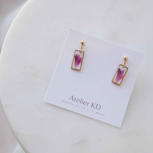 Boucles d'oreilles Lucy - fuschia (petit 12mm)