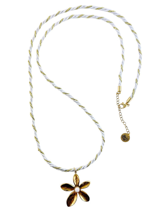 Pearl Flower Cord Necklace