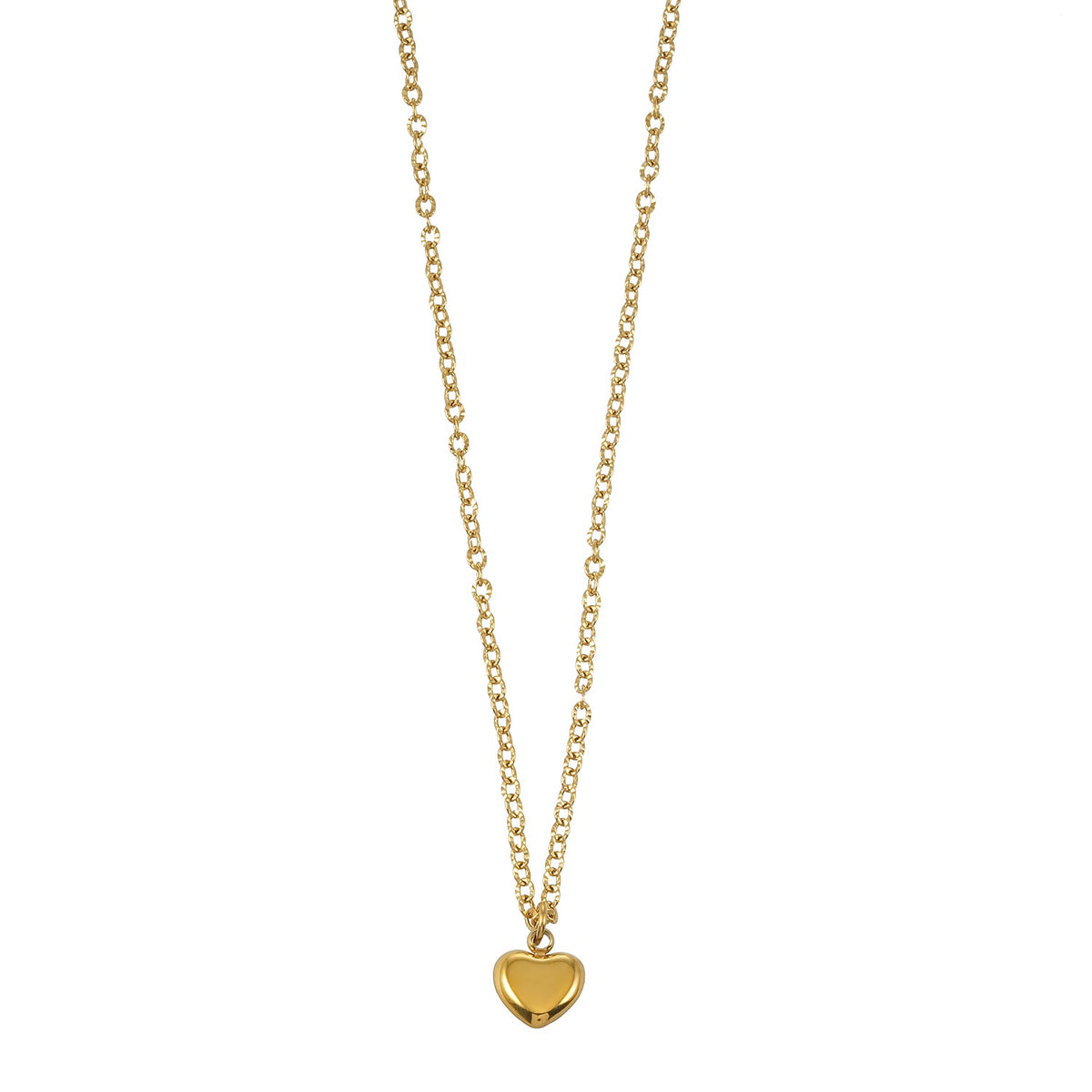 KOKAM Gold: Dainty Chain Necklace with Mini Shell-Encased Heart Charm Pendant — A Little Love to Hold Close