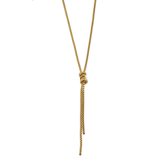 MAHANA Gold: Lariat Necklace with Sliding Bead & Tassel Drop – Modern Minimal Statement