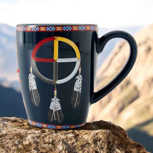 16 Oz Medicine Wheel Navy blue Ceramic Mug