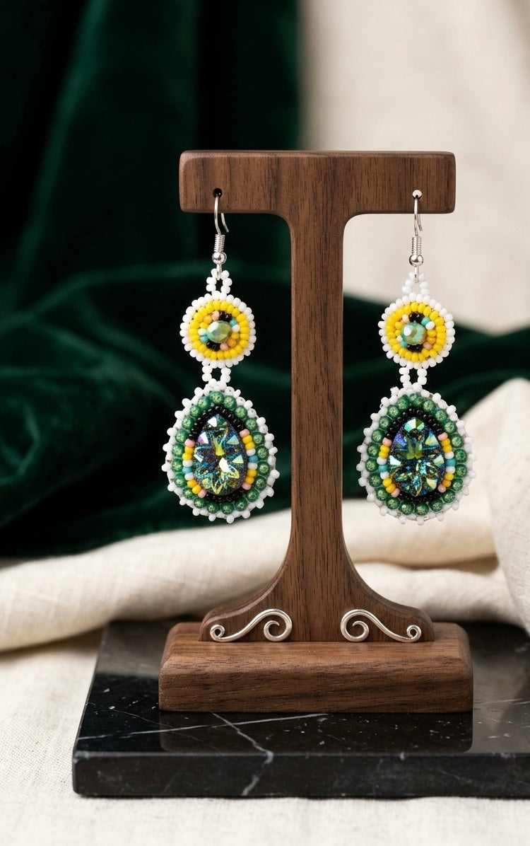 Drop Beaded Earrings green collection