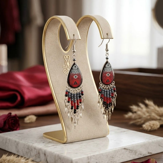 Small Sized Southwestern Red Teardrop Earrings