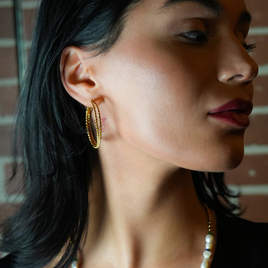 MIZUKI: Double Rope Textured Hoop Earrings