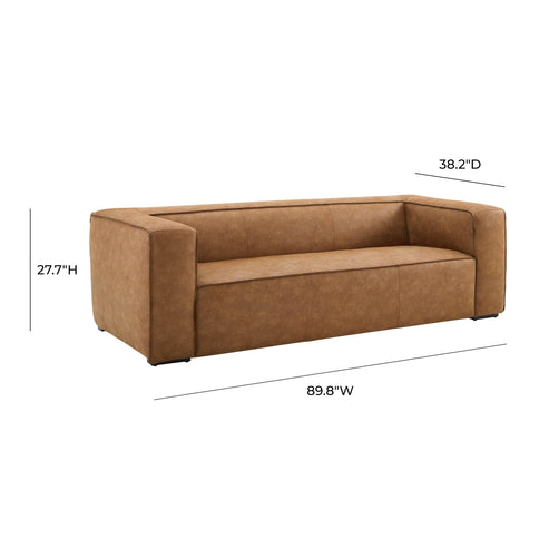Leo Luxury Faux Leather Sofa - Brown