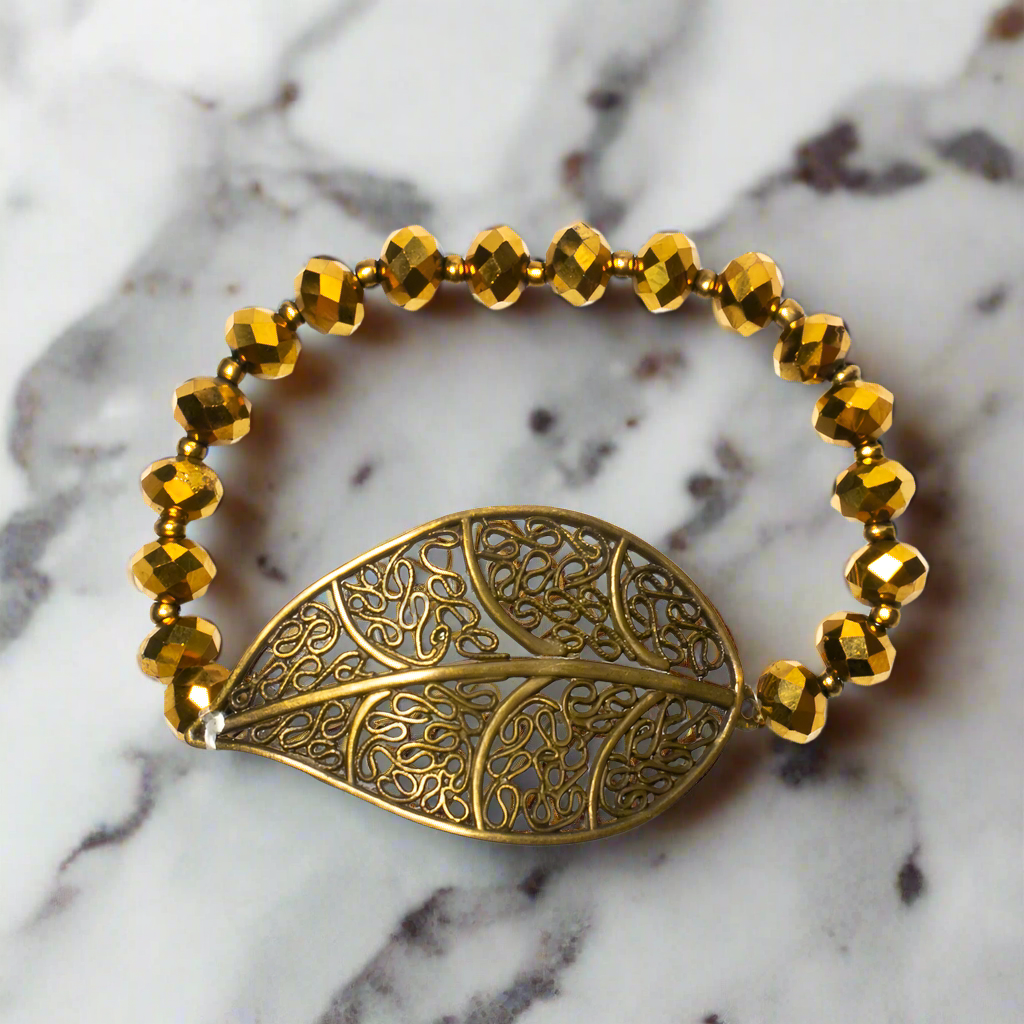 Leaf & Crystal Bracelet