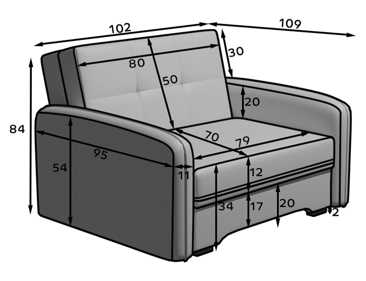 Laine Condo Style 1 Seater Storage Sleeper Sofa - Black